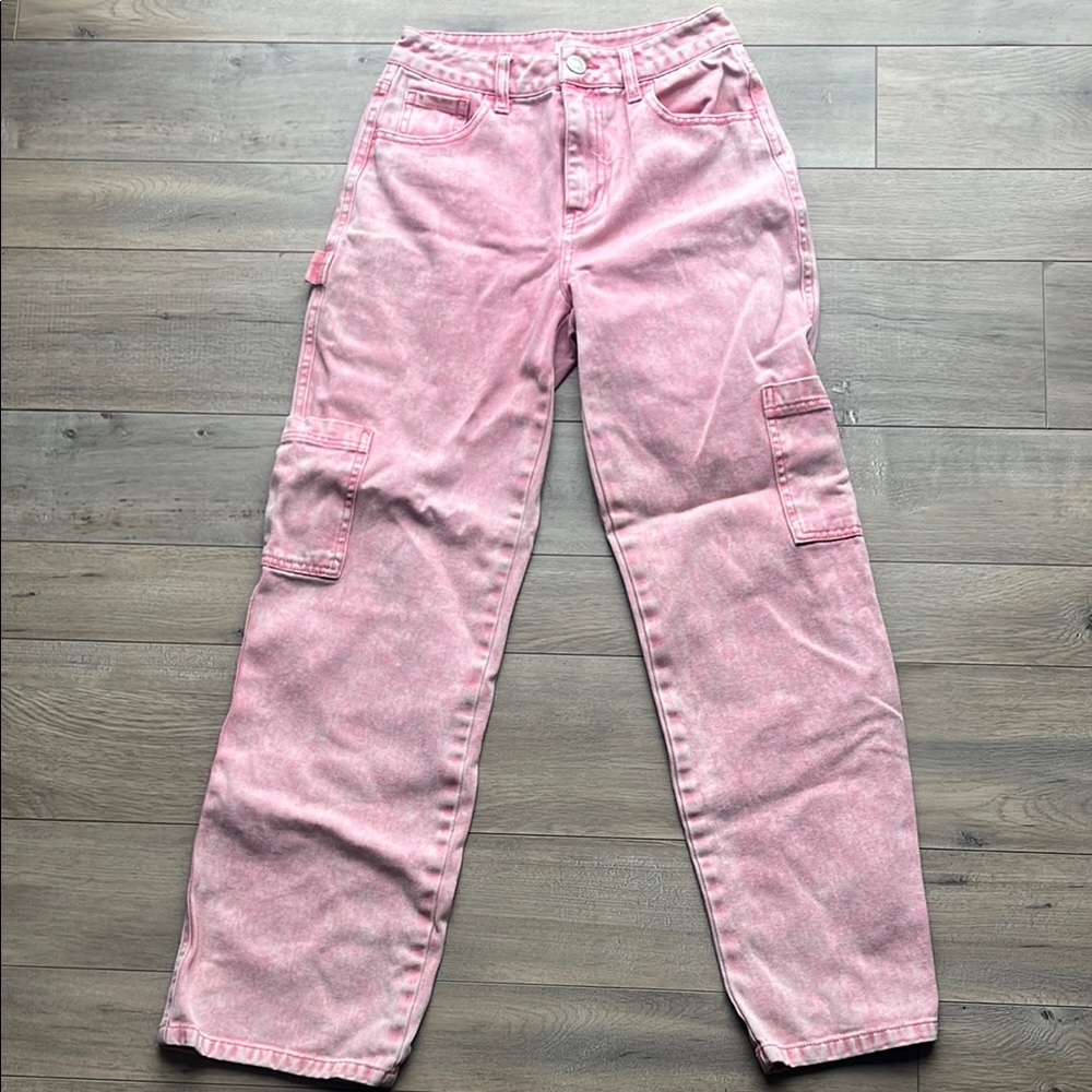 Full Tilt Pink Straight Leg Jeans High-Waisted